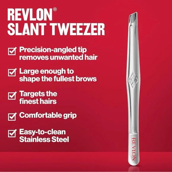 NWT Revlon Multipurpose Hair Removal Tweezer Precision Slant Tip Stainless Steel - Picture 2 of 4